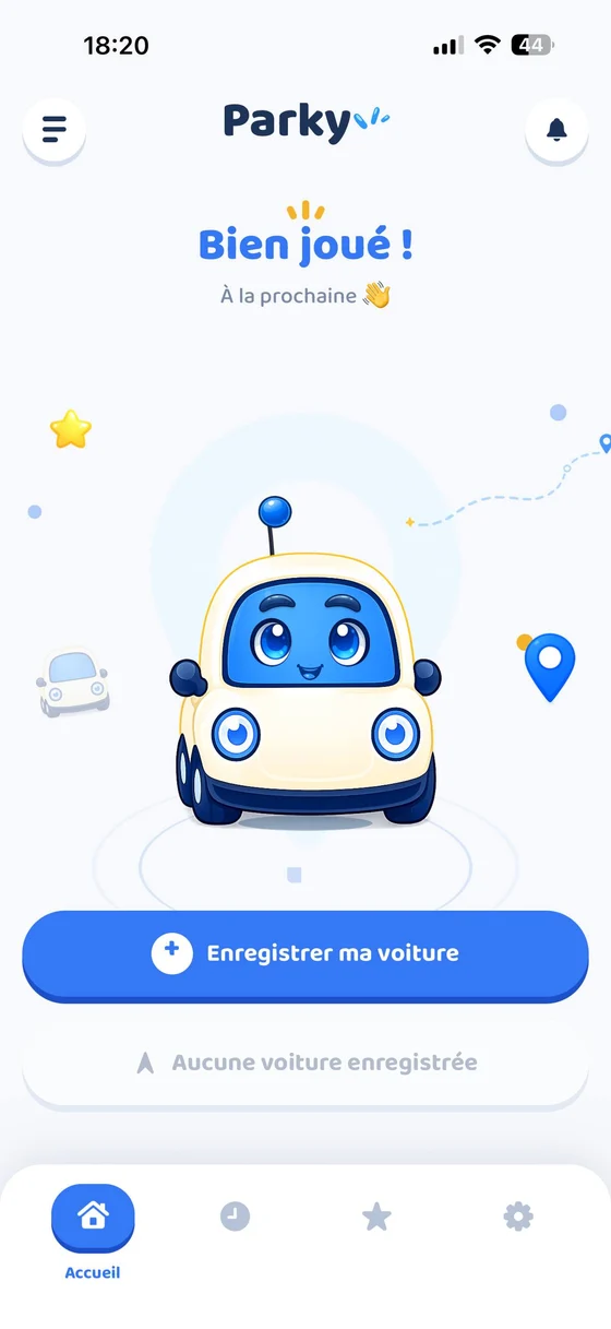 Closing screen: the car has been found and the spot released